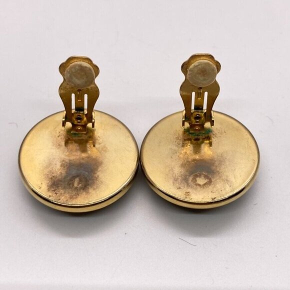 Vintage Renaissance Set Black Cord Choker 15" Necklace Clip On Earrings Two Tone - Picture 14 of 15